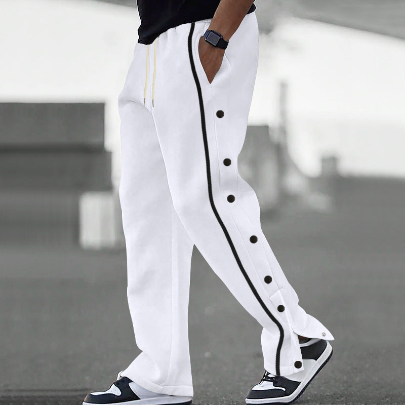 Men's Sporty Loose Jogging Pants with Snap Buttons Mune
