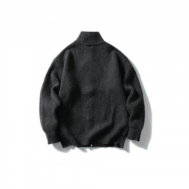Unisex Ribbed Zip Cardigan with Stand-Up Collar Mune Fashion