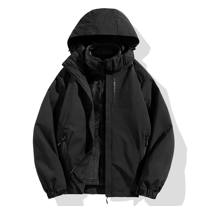 Men's two-piece winter jacket with removable fleece inner jacket waterproof windproof Mune Fashion