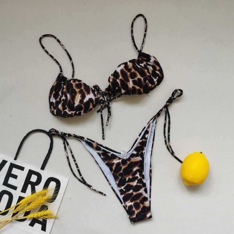 Women's Triangle Bikini Set with playful ties and stylish color contrast Mune Fashion
