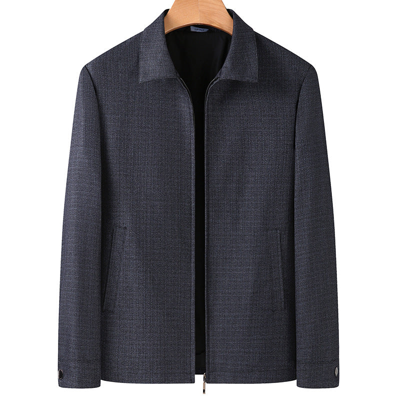 Men's Elegant Transition Jacket in Blouson Style made of Structured Wool Blend with Concealed Zipper Mune Fashion