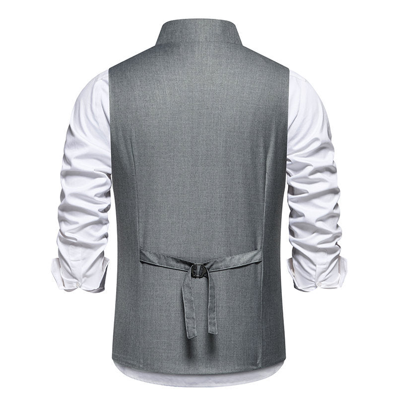 Men's Elegant Suit Vest with Asymmetric Collar and Modern Accents Mune