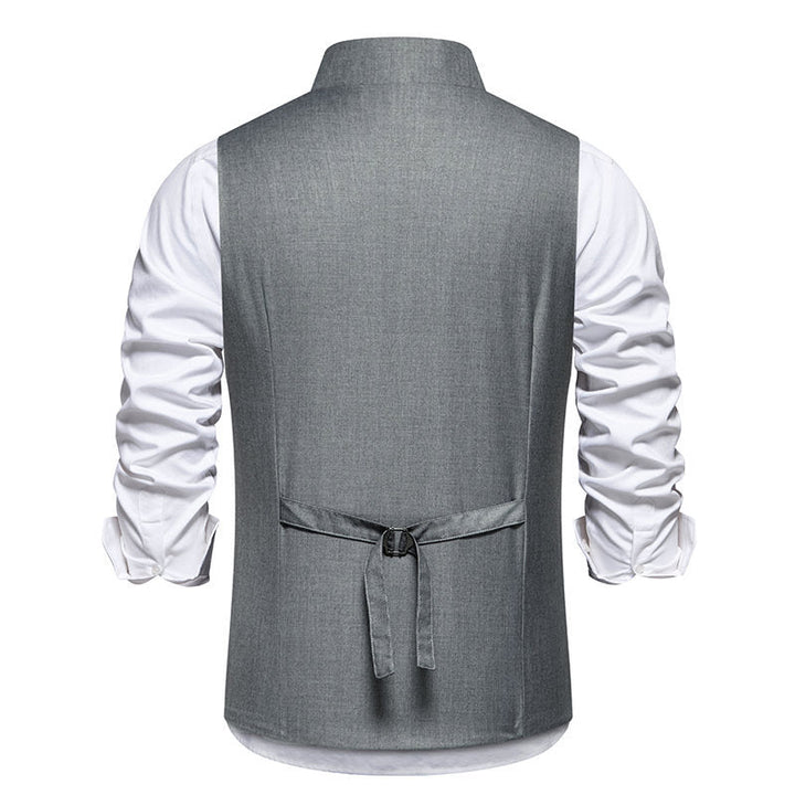 Men's Elegant Suit Vest with Asymmetric Collar and Modern Accents Mune