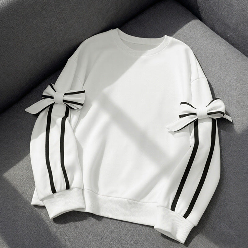 Women Fashionable Sweatshirt with Bow Details Mune Fashion