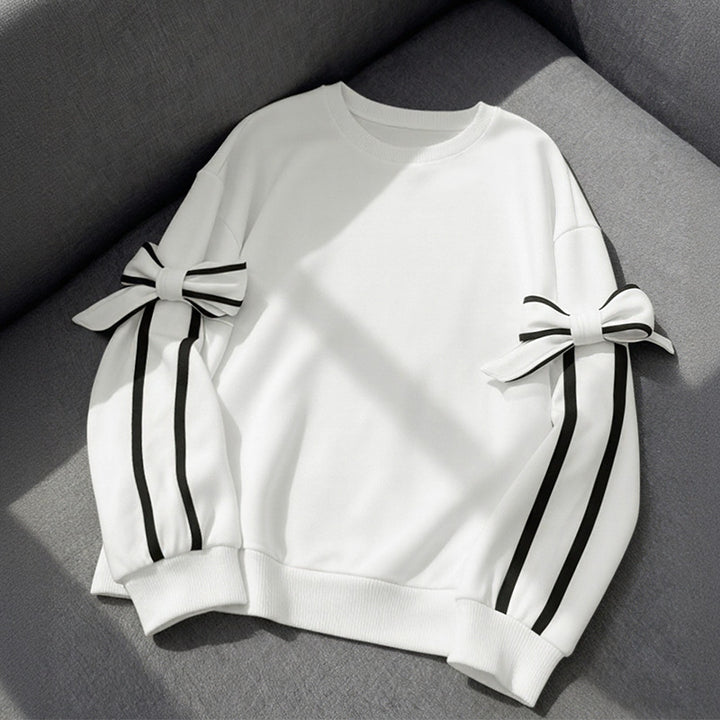 Women Fashionable Sweatshirt with Bow Details Mune Fashion