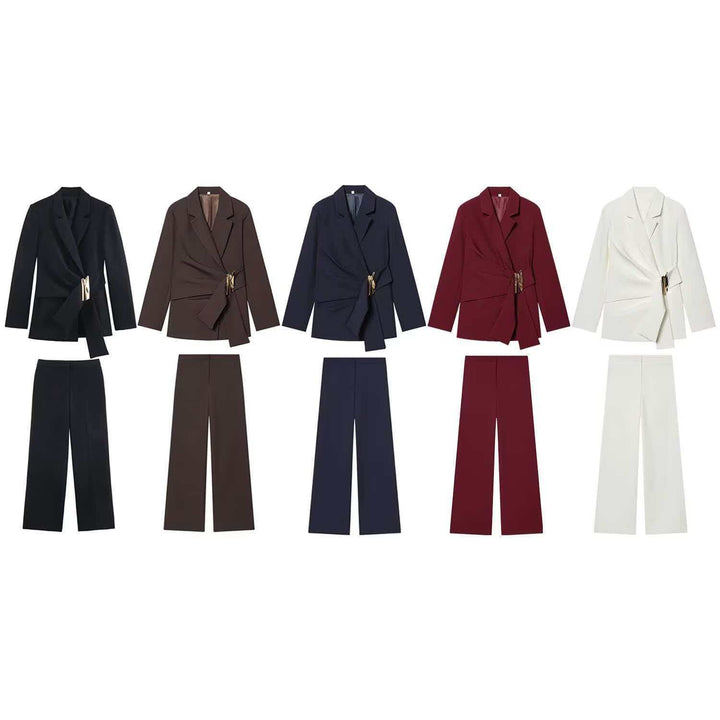 Women's elegant High-Waist wide-leg suit trousers with flat waistband and concealed seam Mune Fashion