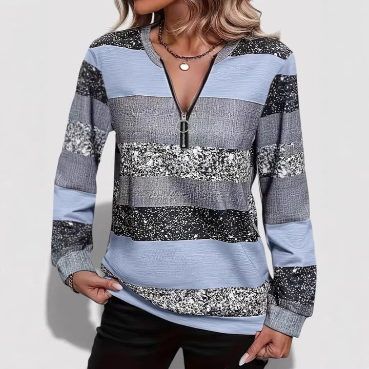 Women’s Stylish Zip Pullover with Graphic Pattern