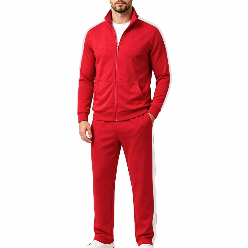 Men's Sport Tracksuit Set with Contrast Stripes, Zip Jacket and Jogging Pants Mune Fashion