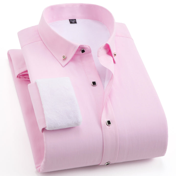 Men's Padded Business Shirt with Thermofleece Inner Side and Button-Down Collar Mune Fashion
