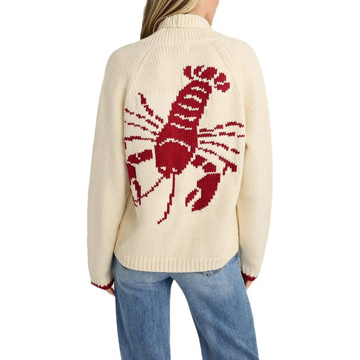 Women Chunky Knit Turtle Neck Sweater with Lobster Intarsia and Casual Oversized Fit Mune Fashion