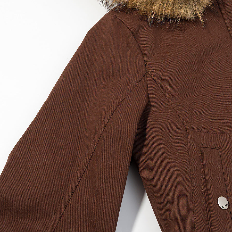 Women Padded Bomber Jacket with Faux Fur Hood and Utility Pocket Mune Fashion