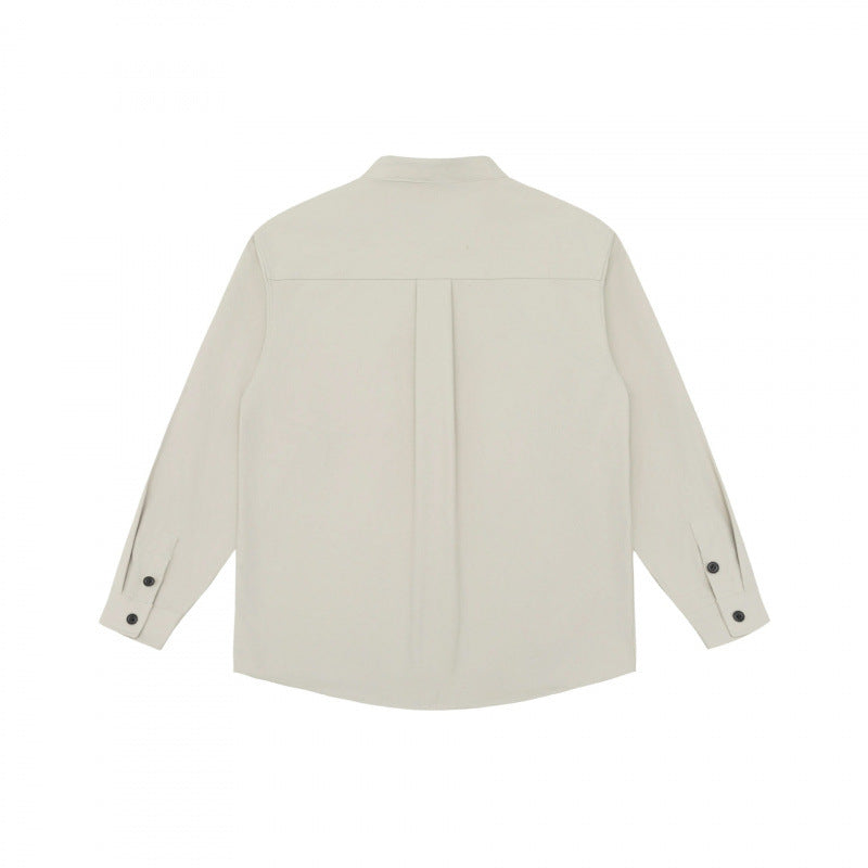 Unisex Oversized Shirt Jacket with Stand-up Collar, Concealed Button Placket and Patch Chest Pockets Mune Fashion