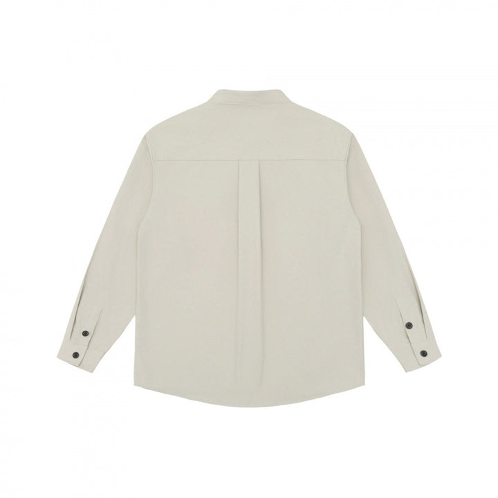 Unisex Oversized Shirt Jacket with Stand-up Collar, Concealed Button Placket and Patch Chest Pockets Mune Fashion