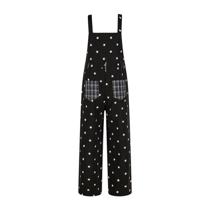Women's overall in palazzo cut with star all-over and check patch Mune Fashion