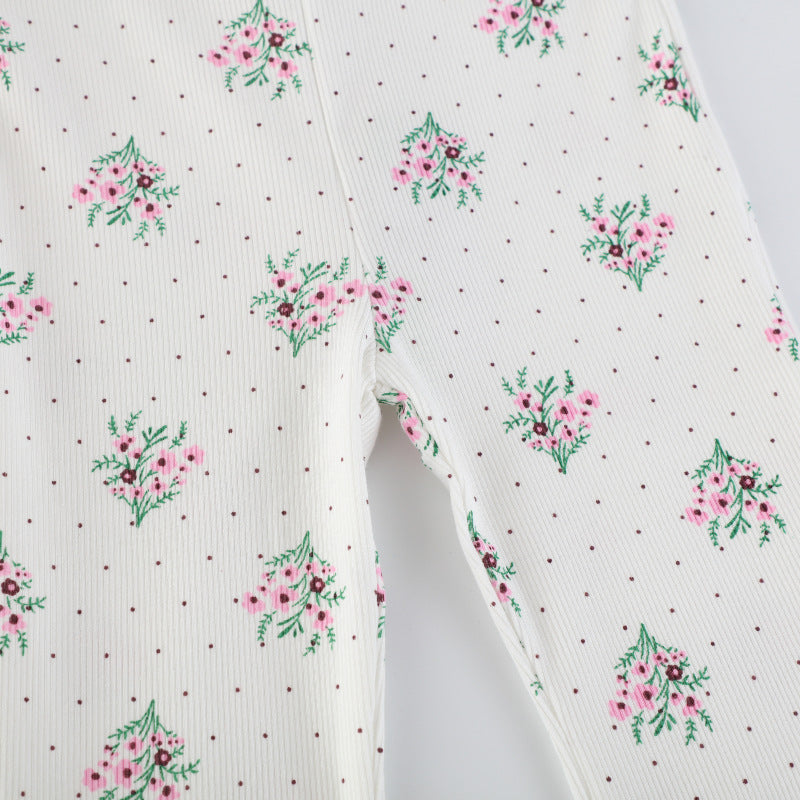 Girl Flared Leggings with Floral Pattern Mune Fashion