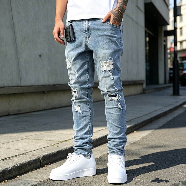 Men's Slim Fit Ripped Jeans Mune Fashion