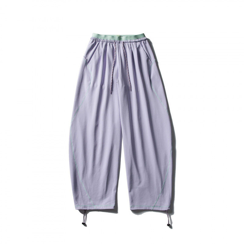 Unisex Wide Tech Jogging Pants with Drawstring, Contrast Seams and Adjustable Hem Mune Fashion