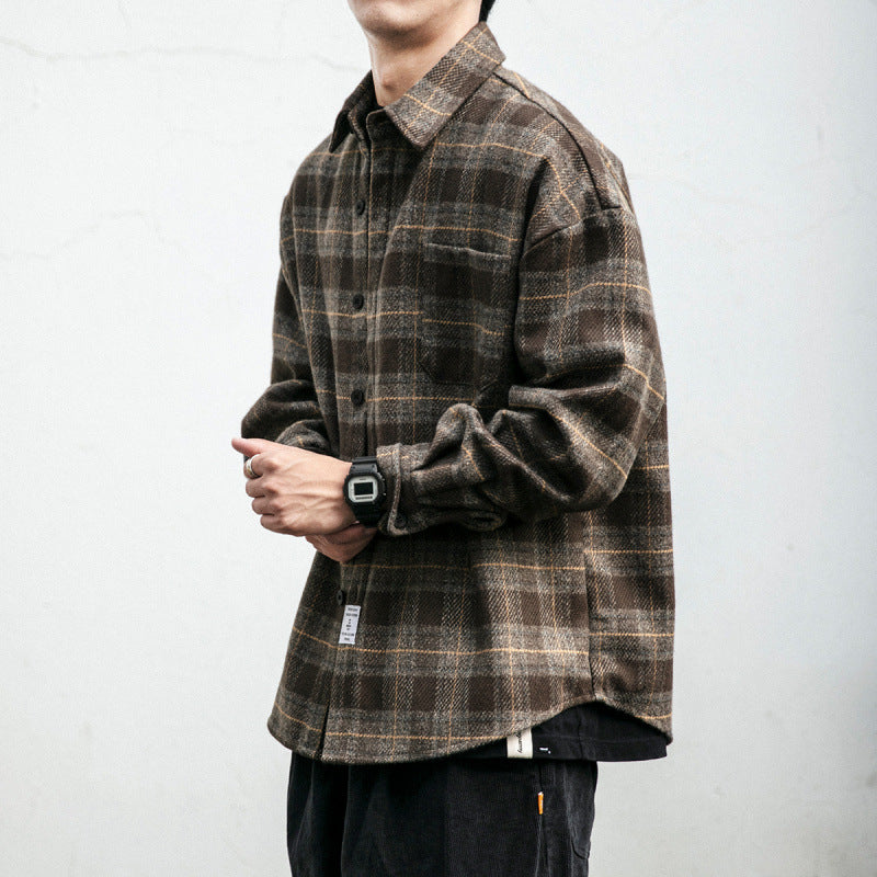 Men's Checked Overshirt-Jacket in Boxy-Relaxed Cut Mune Fashion