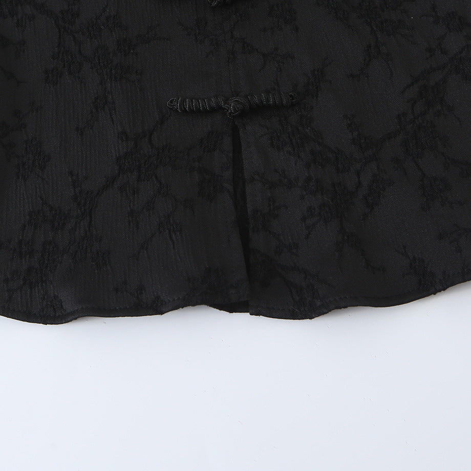Women's Sleeveless Cheongsam-Inspired Top with Stand Collar and Decorative Button Placket Mune Fashion