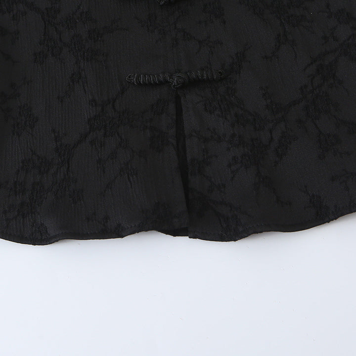 Women's Sleeveless Cheongsam-Inspired Top with Stand Collar and Decorative Button Placket Mune Fashion