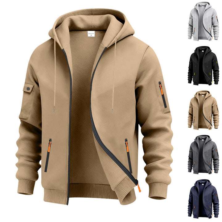Men's nano technical hooded jacket with zipper, zip pockets and arm pocket Mune Fashion