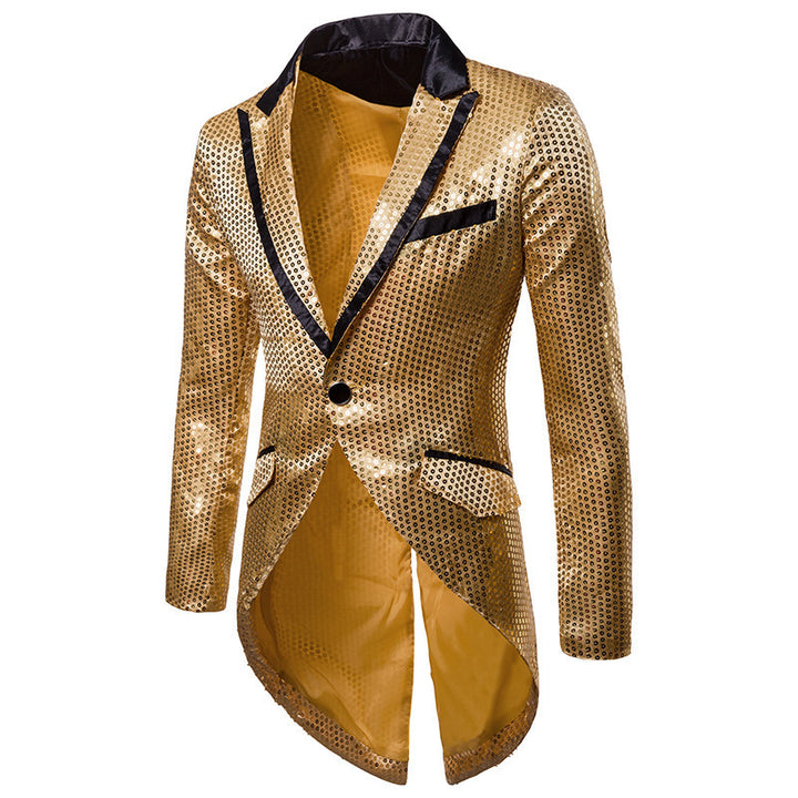 Men's elegant sequin tailcoat with swallowtail, velvet collar and tailored cut Mune Fashion