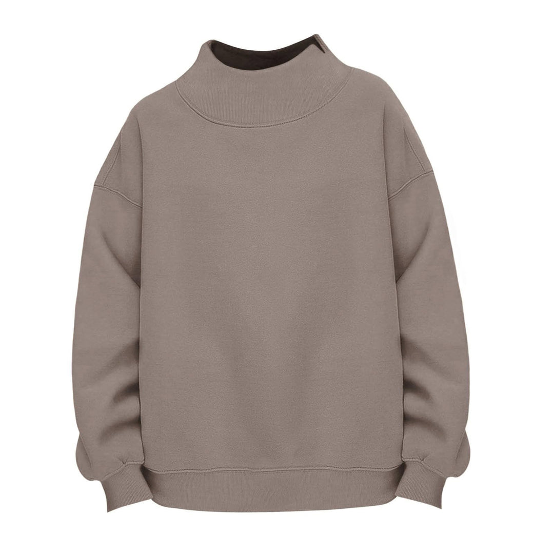 Women Casual Funnel-Neck Sweatshirt in Oversized Cut with Dropped Shoulder Mune Fashion