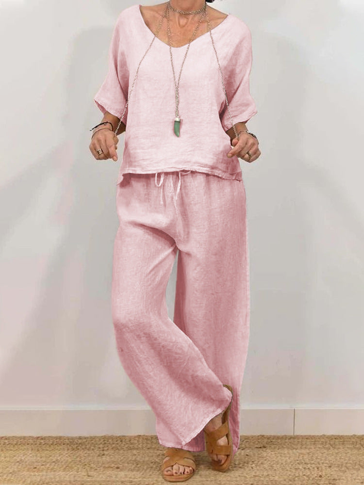 Women’s linen suit with a casual cut and wide leg Mune Fashion