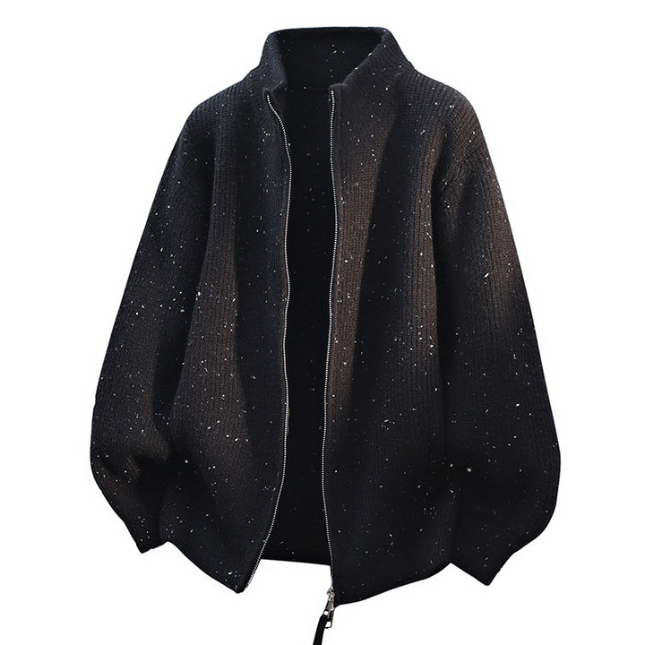 Women's Fashionable Cardigan with High Collar and Zipper Mune Fashion