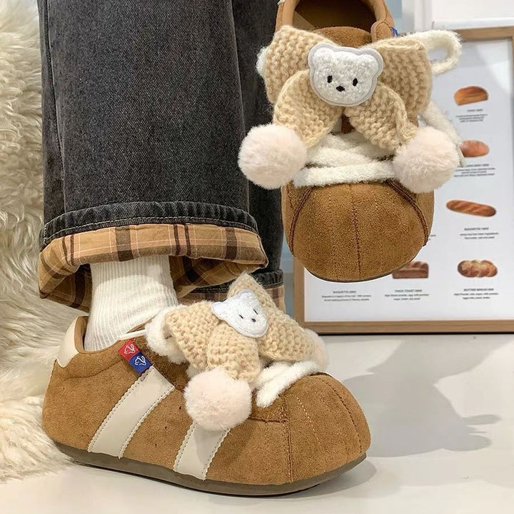 Women's Trendy Sneakers with Playful Knot Details and Cozy Lining Mune Fashion