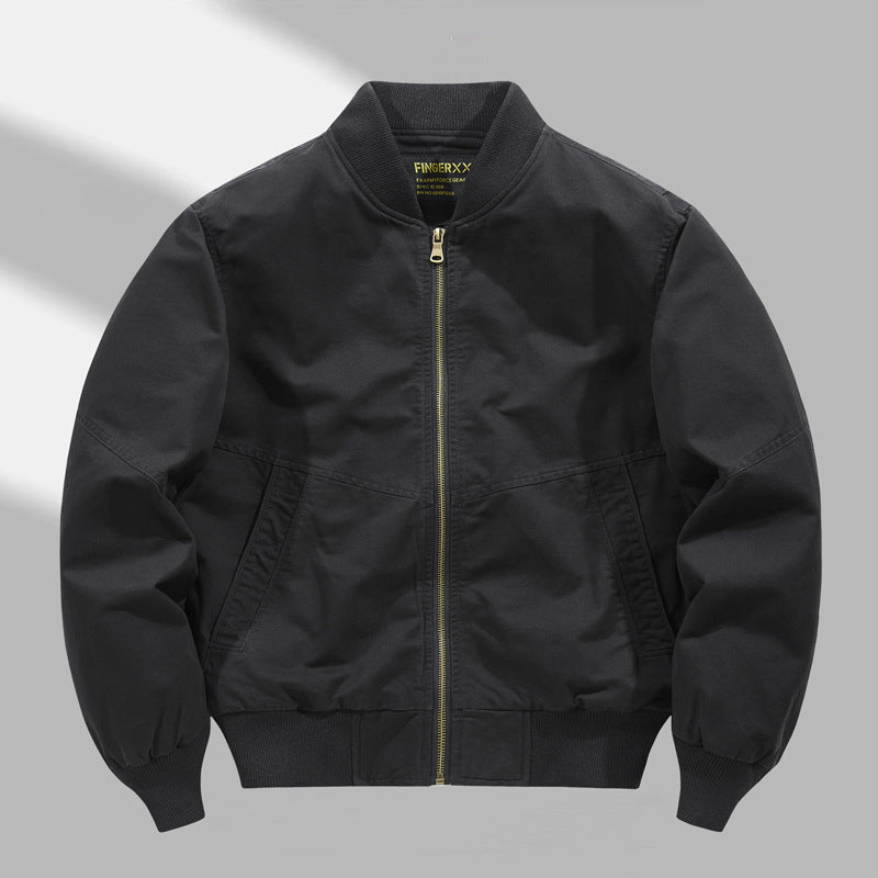 Men's  military-inspired canvas utility bomber jacket with reinforced elbow panels and angled welt pockets Mune Fashion