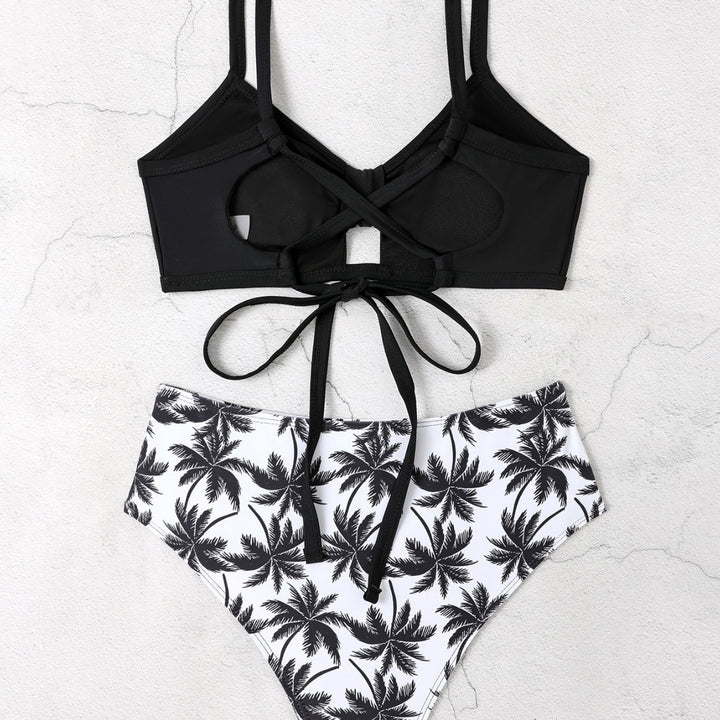 Women’s bikini set with floral high waist and stylish knot Mune Fashion