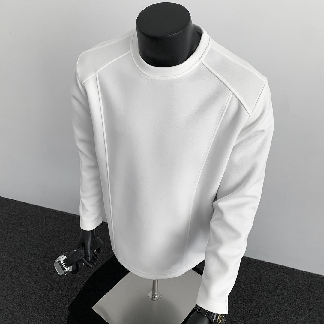 Men's sweatshirt with structured seam details and round neck Mune Fashion