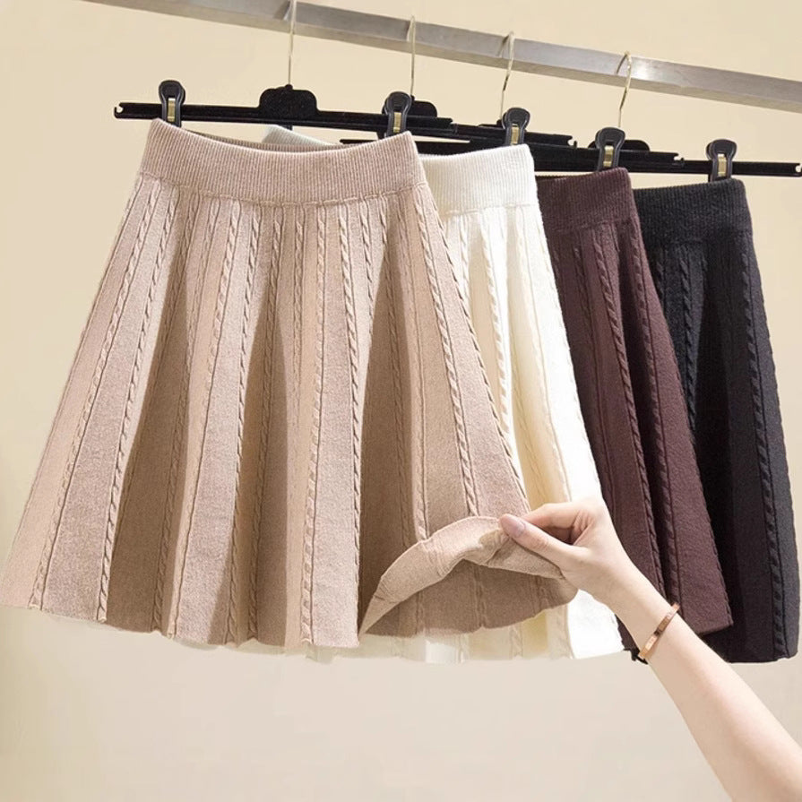 Women's Pleated Knit Skirt with High Waist Mune Fashion