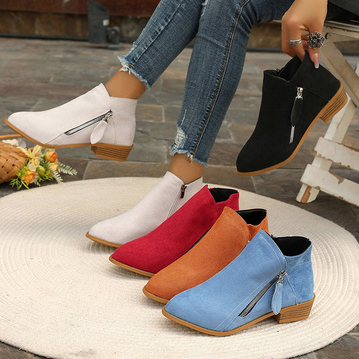 Women's ankle boots with side zipper and small block heel Mune Fashion
