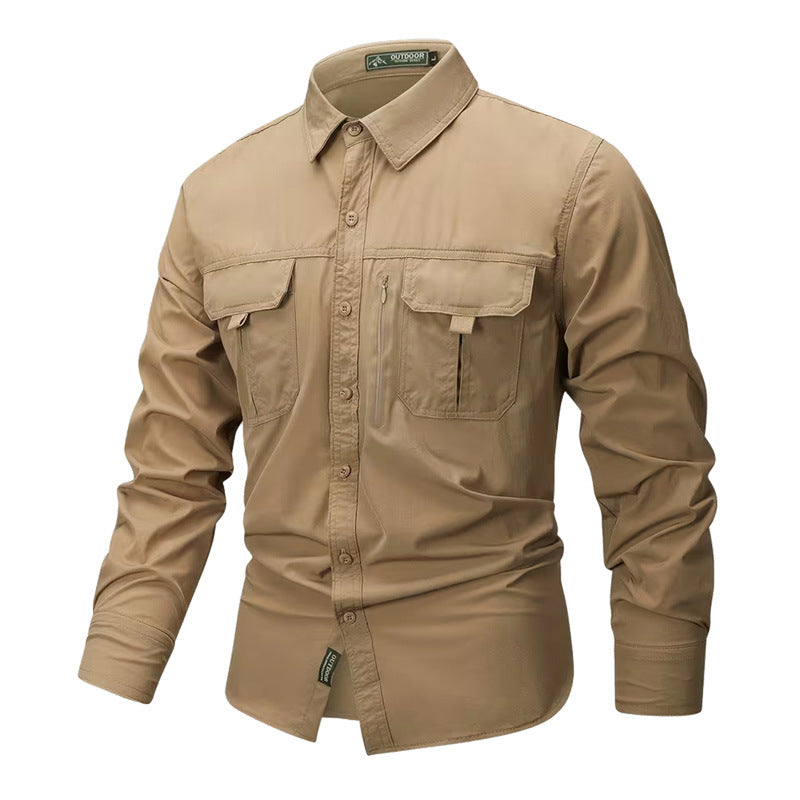 Men's robust trekking shirt with reinforced breast pockets and breathable material Mune Fashion