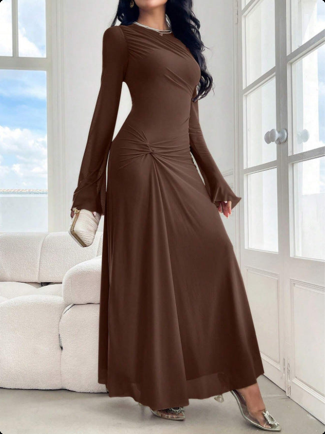 Women's maxi dress with gathered waist and bell sleeves Mune Fashion