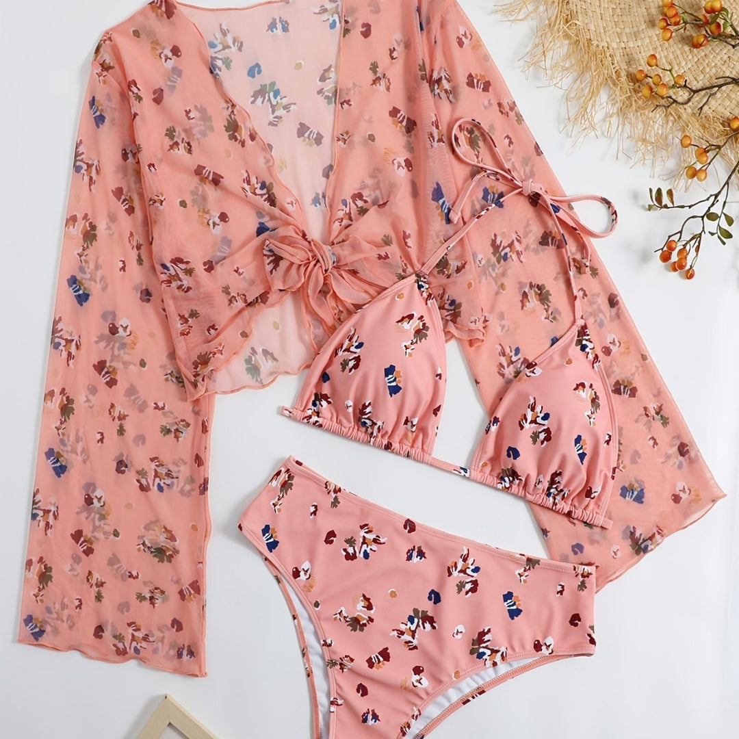 Women transparent beach top with colorful bikini Mune Fashion