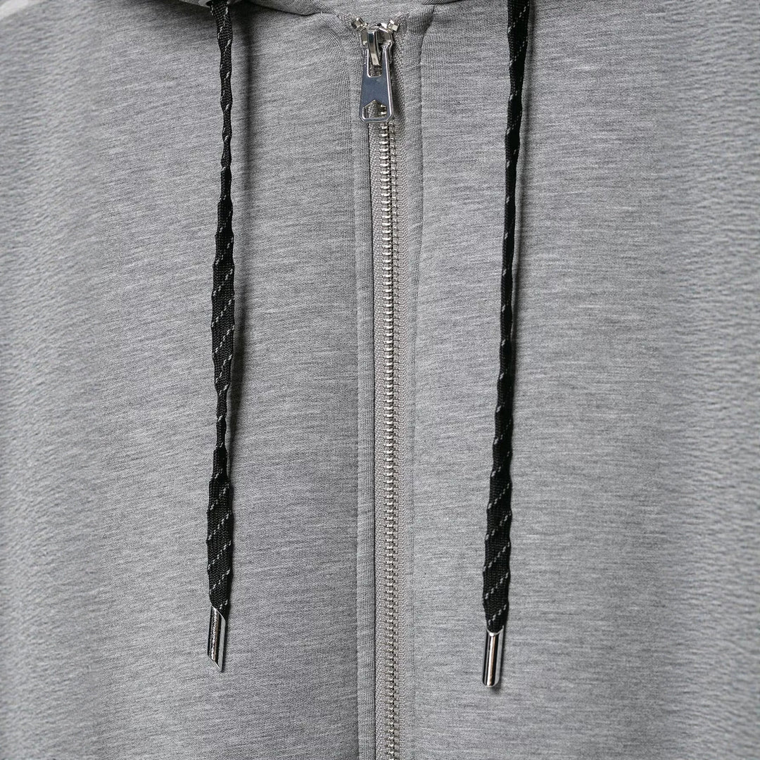 Women Cropped Hoodie Sweat Jacket with Balloon Sleeves and Drawstring Mune Fashion