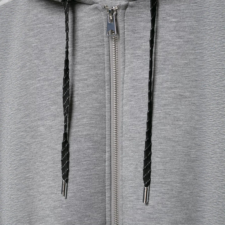 Women Cropped Hoodie Sweat Jacket with Balloon Sleeves and Drawstring Mune Fashion