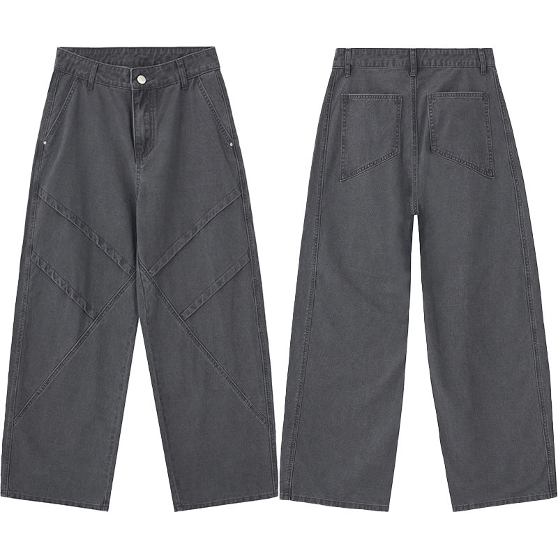 Men's Wide Panel Palazzo Pants with Workwear Stitching and Drop Crotch Mune Fashion