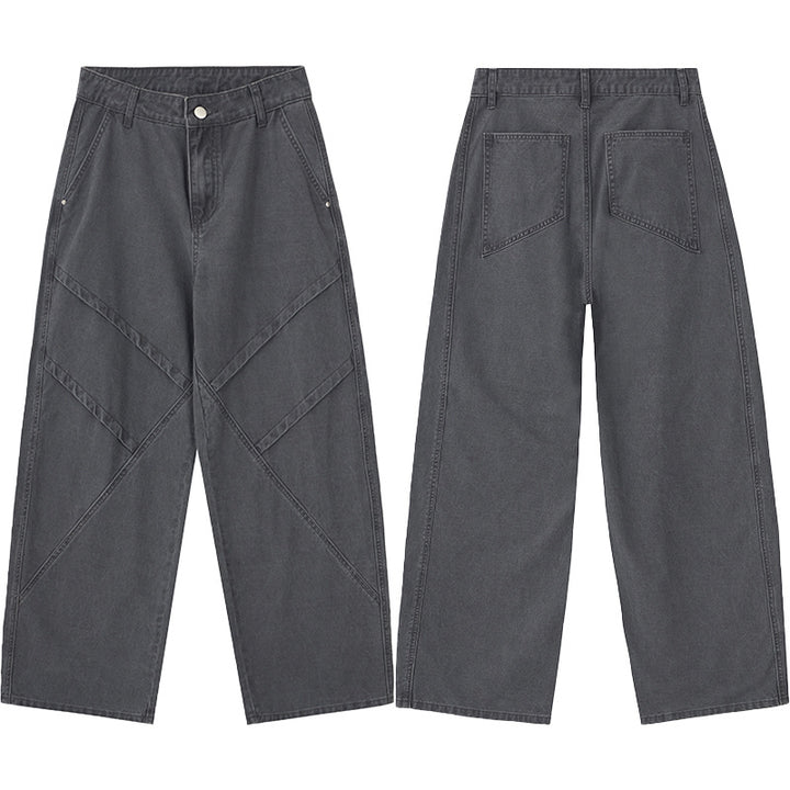 Men's Wide Panel Palazzo Pants with Workwear Stitching and Drop Crotch Mune Fashion