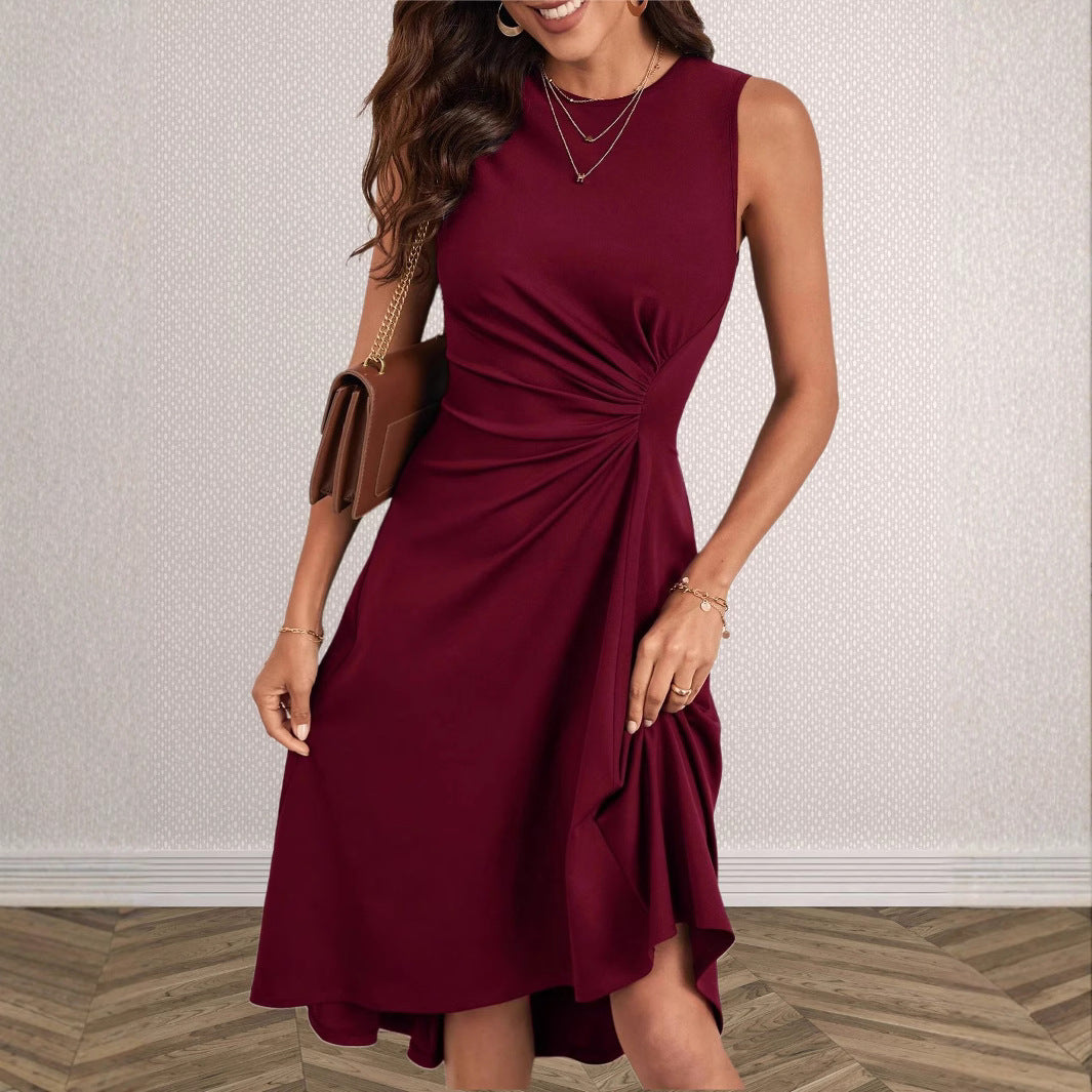 Women's Elegant Wrap Dress with Asymmetrical Hem and Gathered Details Mune Fashion