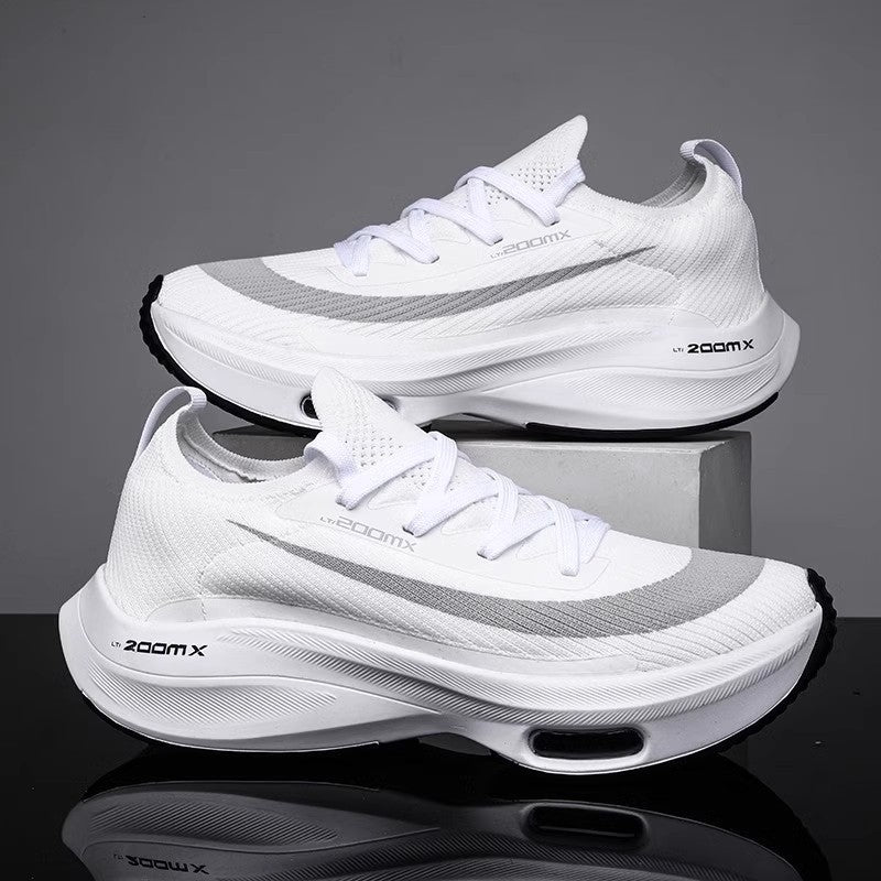 Unisex responsive plateau cushioning running shoes with knitted sock entry and visible air chamber Mune Fashion