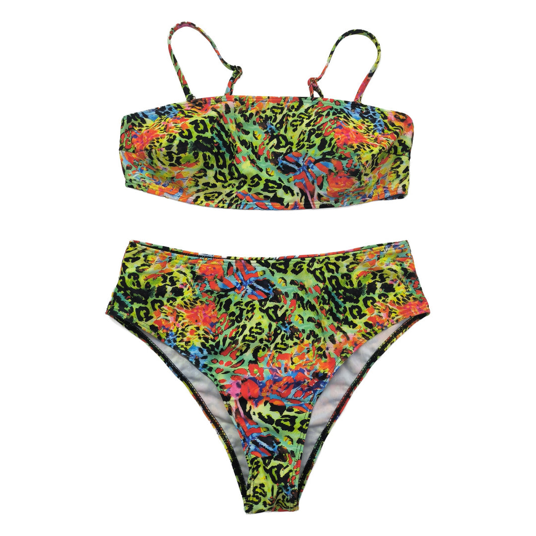 Women's High-Cut Bikini with Colorful Leopard Print Mune Fashion