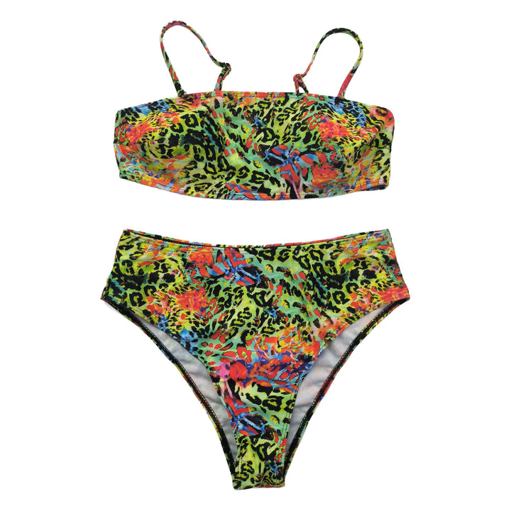 Women's High-Cut Bikini with Colorful Leopard Print Mune Fashion