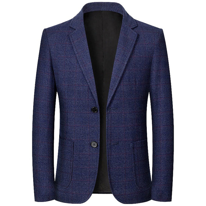 Men's Checked Semi-Structured Casual Blazer Made of Wool Blend with Patch Pockets Mune Fashion