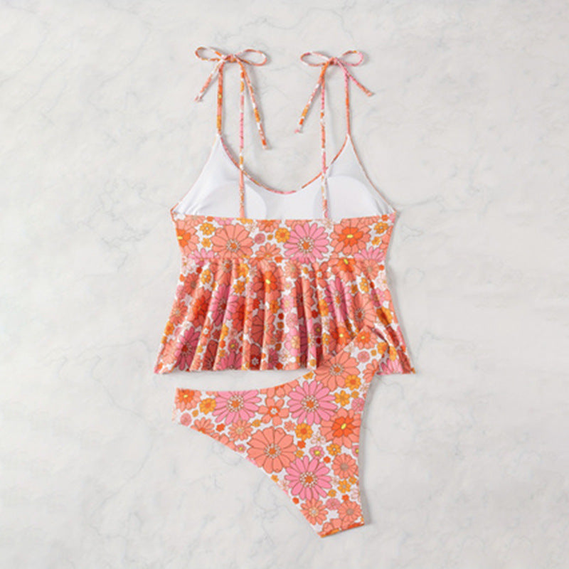 Women Tankini Set with Floral Ruffle Details Mune Fashion