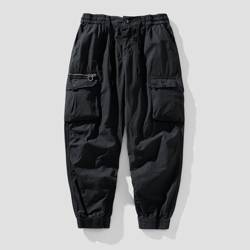 Herren Cargo-Jogger mit Reißverschluss-Utilitytasche, Schlüsselring und elastischem Tunnelzugbund Mune Fashion