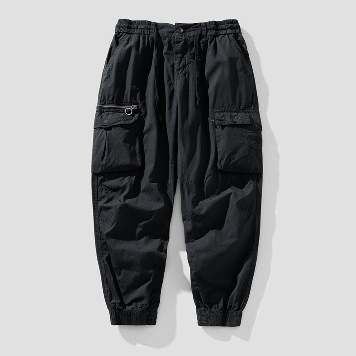 Herren Cargo-Jogger mit Reißverschluss-Utilitytasche, Schlüsselring und elastischem Tunnelzugbund Mune Fashion